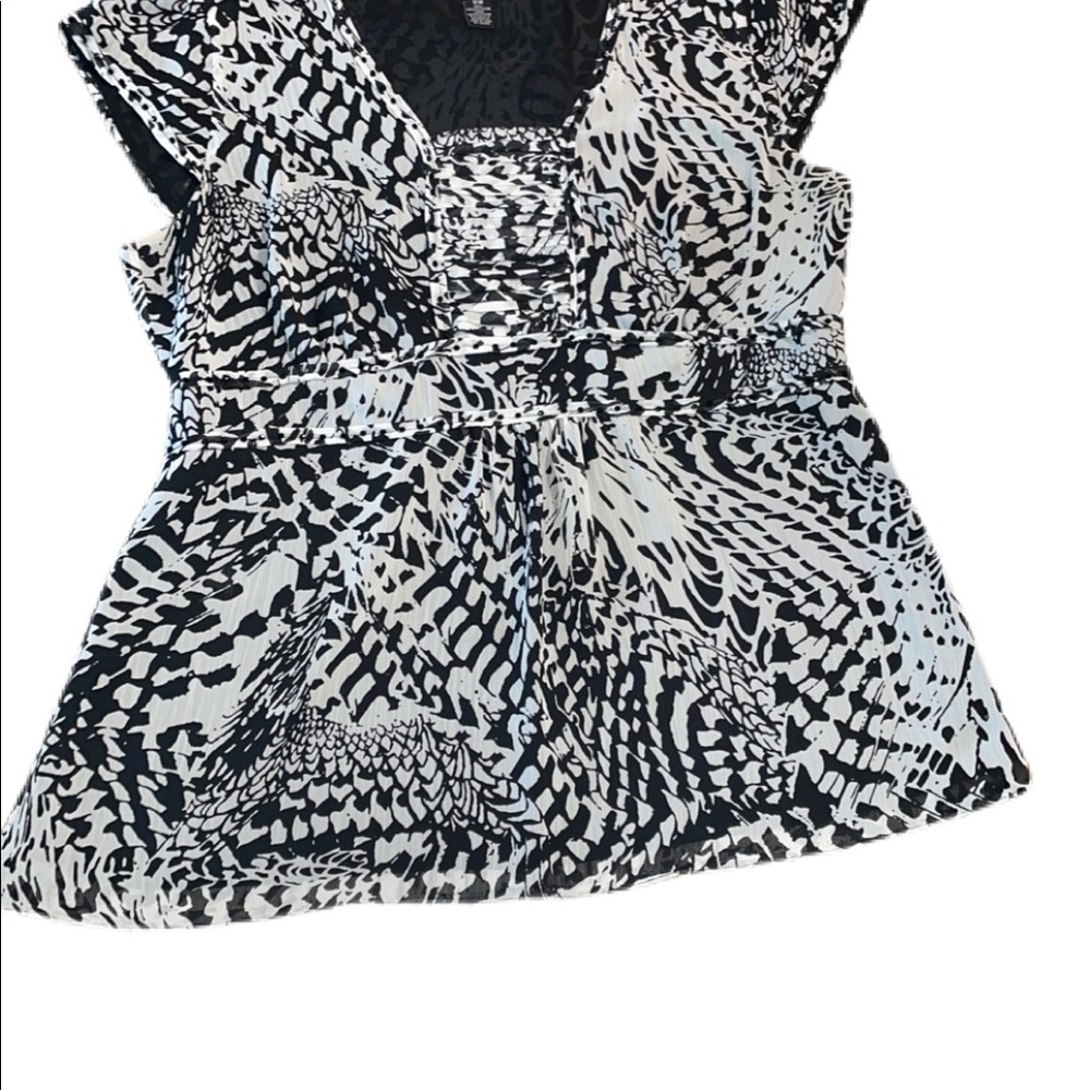 Woman’s cap sleeve lined sheer chiffon blouse like new by Alfani